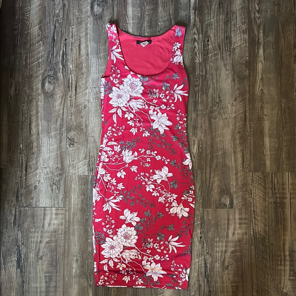 Joe & Elle Pink Bodycon Scoop Neck Midi Dress